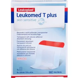 LEUKOMED T plus skin sensitive sterilni 8x10 cm, 5 kom