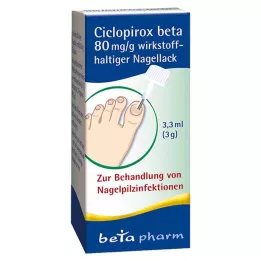 CICLOPIROX beta 80 mg/g sadržaj aktivnog sastojka. Lak za nokte, 3,3 ml