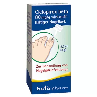 CICLOPIROX beta 80 mg/g sadržaj aktivnog sastojka. Lak za nokte, 3,3 ml