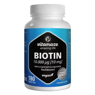 BIOTIN 10 mg visokodozne veganske tablete, 180 kom