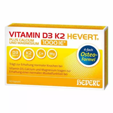 VITAMIN D3 K2 Hevert plus Ca Mg 1000 IE/2 kapsule, 60 kom