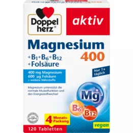 DOPPELHERZ Magnezij 400+B1+B6+B12+Folna kiselina tableta, 120 kom