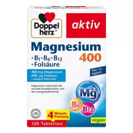 DOPPELHERZ Magnezij 400+B1+B6+B12+Folna kiselina tableta, 120 kom