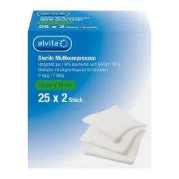 ALVITA Komprese od gaze sterilne 10x10 cm, 25X2 kom