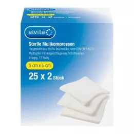 ALVITA Komprese od gaze sterilne 5x5 cm, 25X2 kom