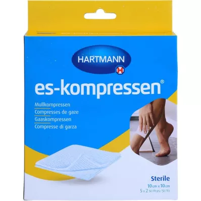 ES-KOMPRESSEN sterilna 10x10 cm 8 slojeva 17 niti, 5X2 kom