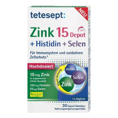 Tetesept Zinc 15 Depot + Histidin + Selen filmom obložene tablete, 30 kom