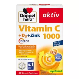 DOPPELHERZ Vitamin C 1000+D3+Zinc Depot tablete, 30 kom
