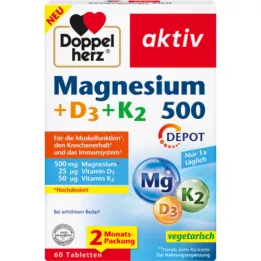 DOPPELHERZ Magnezij 500+D3+K2 depo tablete, 60 kom