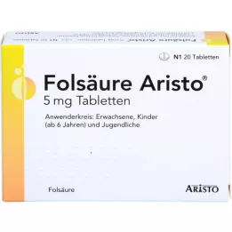 FOLSÄURE ARISTO 5 mg tablete, 20 kom