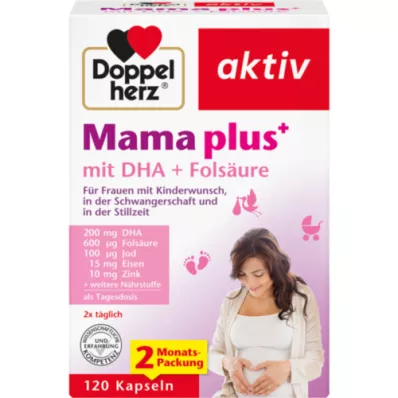 DOPPELHERZ Mama plus sa DHA+ kapsule folne kiseline, 120 kom