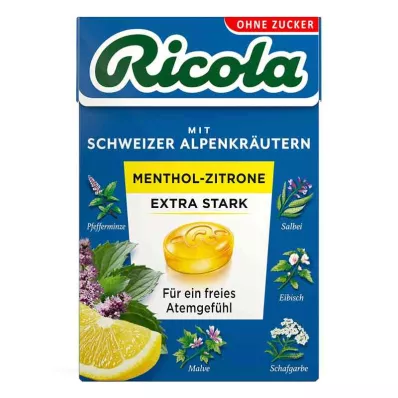 Ricola bez šećera mentol limun ekstra jaki slatkiši (50 g)