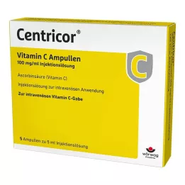 CENTRICOR Vitamin C ampule 100 mg/ml otopina za injekcije, 5X5 ml