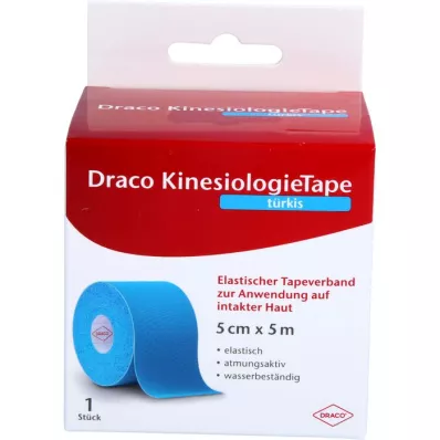 DRACO KINESIOLOGIETAPE 5 cmx5 m tirkizna, 1 kom