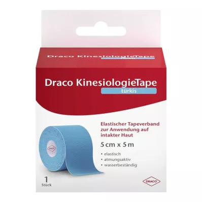 Draco kineziološka traka 5 cmx5 m tirkizna, 1 kom
