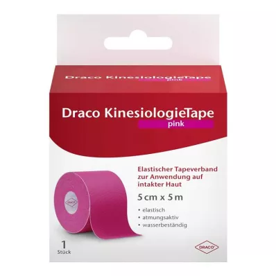Draco kineziološka traka 5 cmx5 m roza, 1 kom Draco kineziološka traka 5 cmx5 m roza, 1 kom
