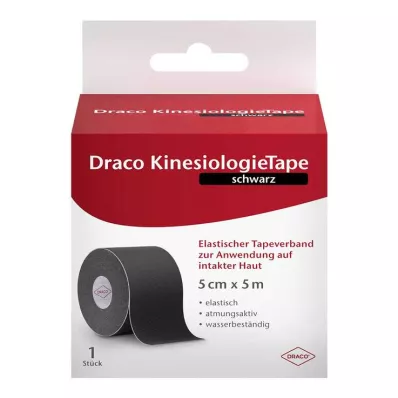Draco kineziološka traka 5 cmx5 m crna, 1 kom