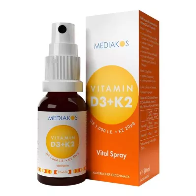 Vitamin D3 + K2 1000 IU 20 µg Mediakos Vital sprej, 20 ml Vitamin D3 + K2 1000 IU 20 µg Mediakos Vital sprej, 20 ml